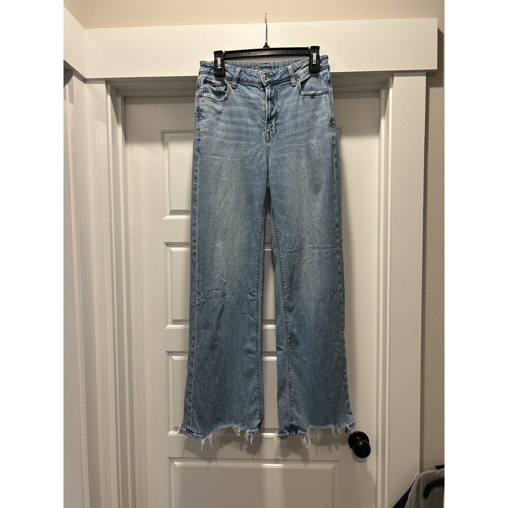 American Eagle Super High Rise Baggy Wide Leg Jeans Womens size 2 Grunge Skater